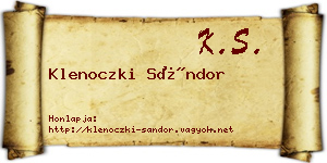 Klenoczki Sándor névjegykártya