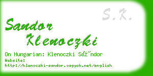 sandor klenoczki business card